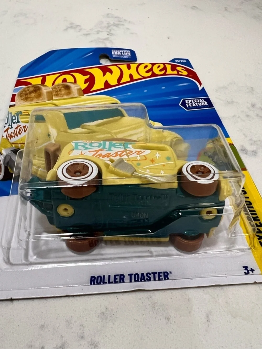 Mattel Hot Wheels Yellow Roller Toaster Toy Car with White Wheels